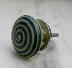 Green Striped Flat Knob