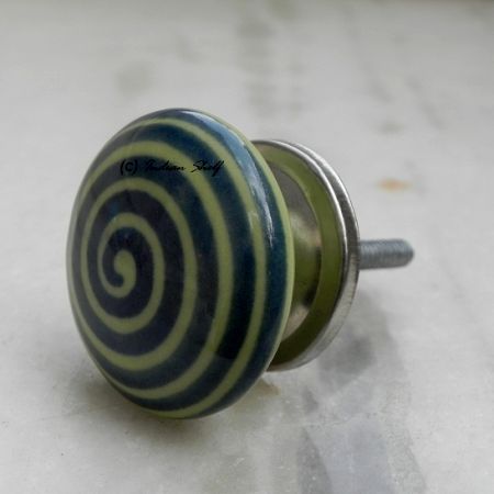 Green Striped Flat Knob