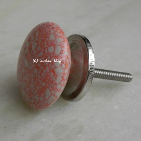 Pink Flat Crackle Ceramic Knob