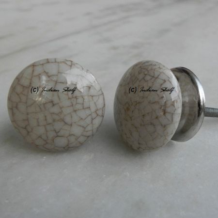 Cream Vintage Crackle Ceramic Drawer knobs
