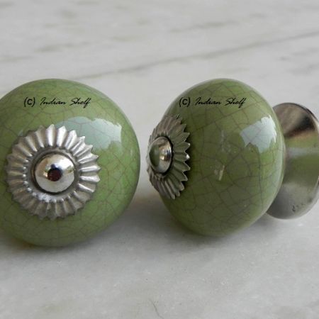 Green Pink Crackle Dresser Knob