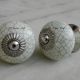 Cream Green Crackle Handmade Knob