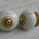 Cream Green Crackle Handmade Knob