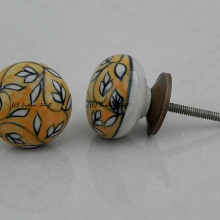 Mustard Floral Knob