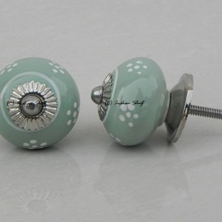 Sage Green Floral Knob