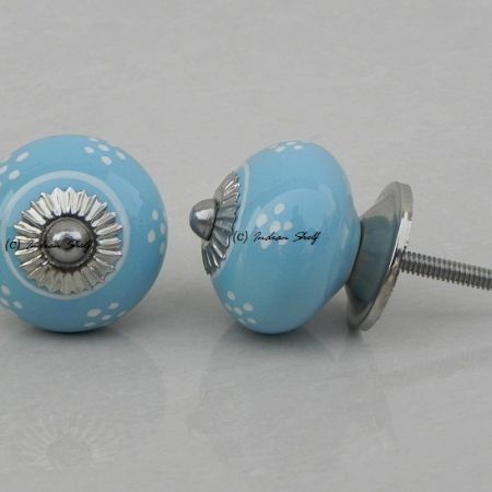 Turquoise Floral Knob