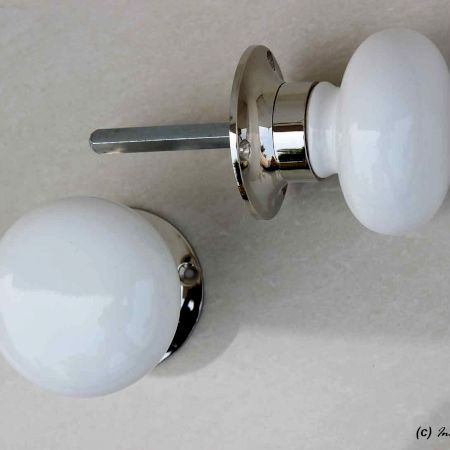 Big White Mortice Door Handles 2.75