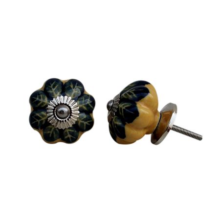 Yellow Blue Leaf Knob