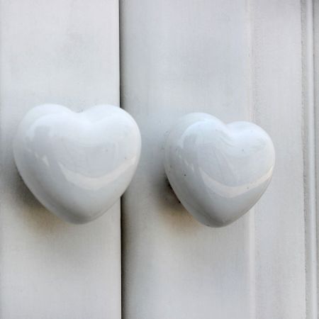 White Heart Ceramic Knob