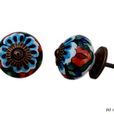 Colorful Floral Ceramic Knob