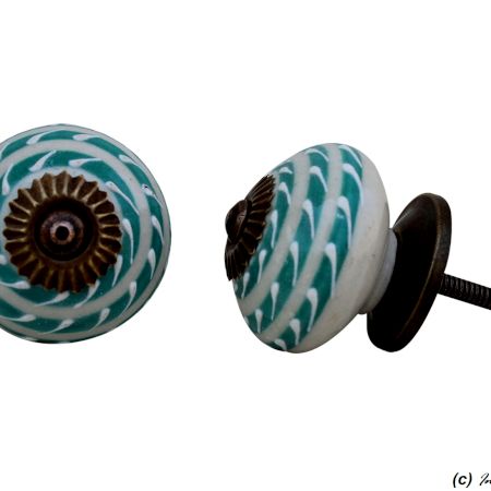 Sea Green Striped Drawer Knob