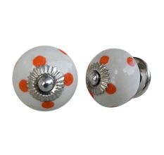 Orange White Polka Dot Cabinet Knob