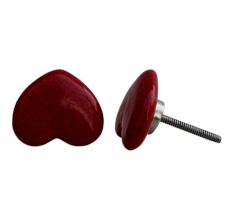 Red Heart Crackle Ceramic Dresser Knob