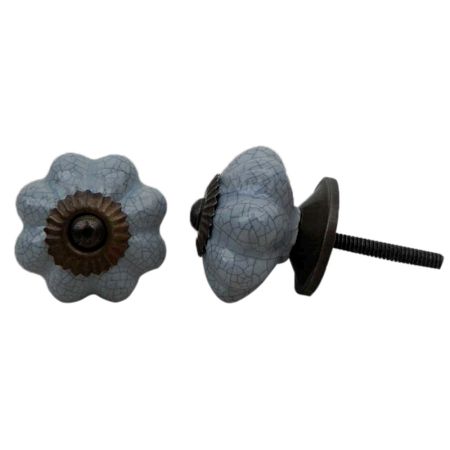 Grey Crackle Melon Ceramic Dresser Knob