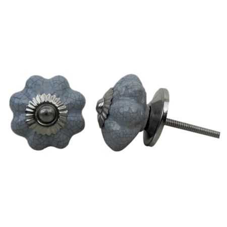 Grey Crackle Melon Ceramic Dresser Knob