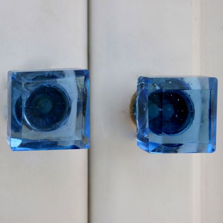 Slat Blue Square Drawer Knobs
