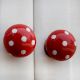 Red White Polka Ceramic Flat Drawer Knob