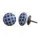 Blue Floral Flat Knob