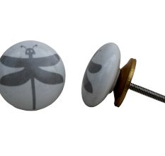 White Grey Butterfly Knob