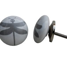 White Grey Butterfly Knob