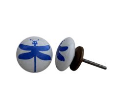 White Blue Butterfly Kids Knob