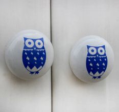Blue Owl Flat Kids Ceramic Knob
