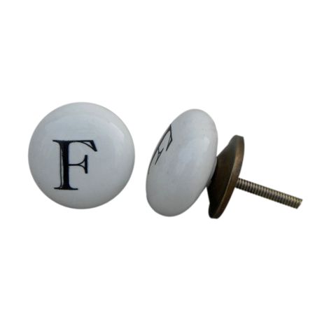 F Alphabet Ceramic Dresser Drawer Knob