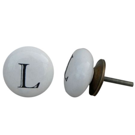 L Flat Alphabet Ceramic Drawer Knob