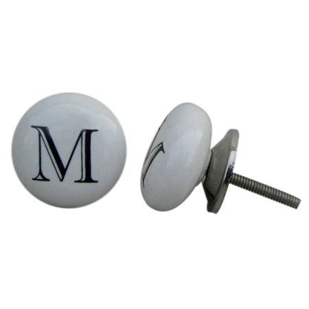 M Flat Alphabet Ceramic Furniture Drawer Knob