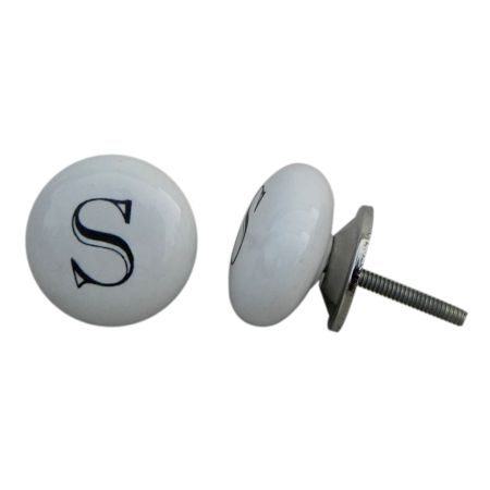 S Alphabet Ceramic Cupboard Door Knob
