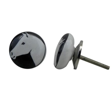 White Horse Face Ceramic Knob