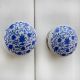 Blue Floral Flat Knob