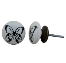 Black Butterfly Ceramic Cabinet Knob