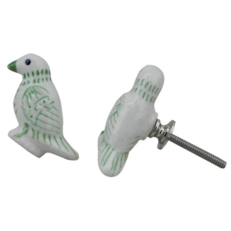 Green Feather Bird Knob