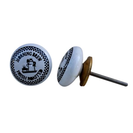 White Morning Brew Ceramic Knob