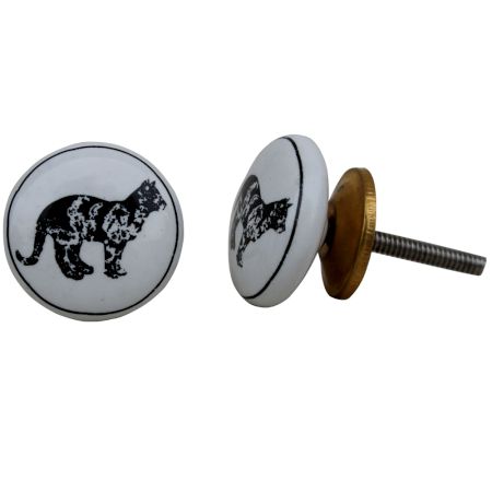 Big Black White Cat Ceramic Cat