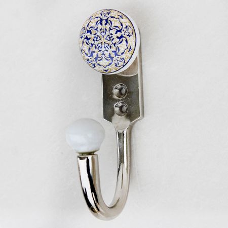 Blue Floral Flat Decorative Wall Hooks