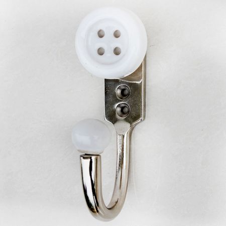 White Button Ceramic Hooks