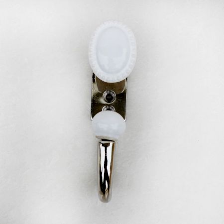 White Oval Ceramic Hooks