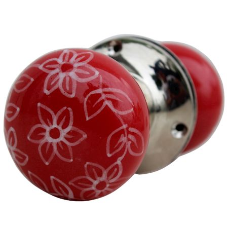 Daffodil Red Mortice Door Handles 2.25