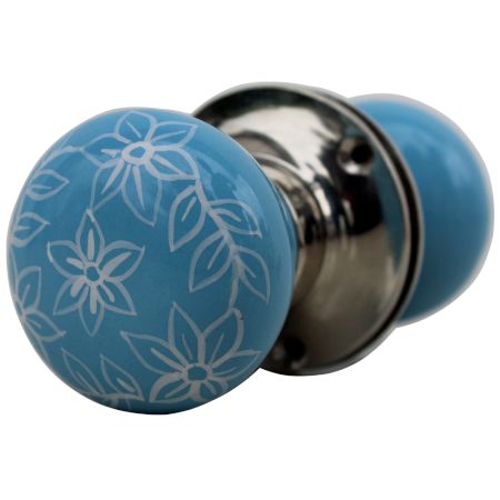 Daffodil Turquoise Mortice Door Handles 2.25