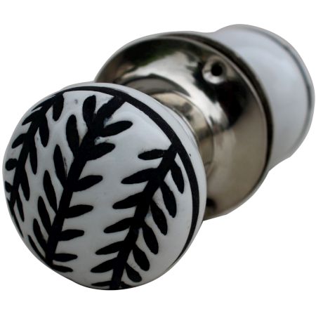 White Leaf Mortice Door Handles 2.25