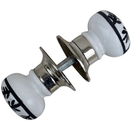 White Leaf Mortice Door Handles 2.25