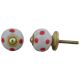 White Red Polka Small Ceramic Dresser Knob