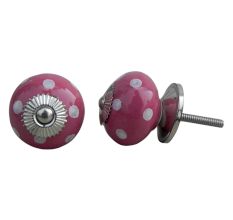 Magenta Pink White Polka Dot Drawer Knob