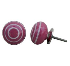 Dark Pink Striped Knob
