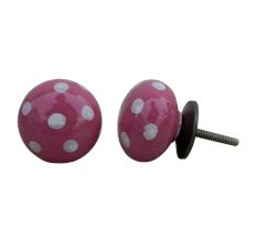 Handmade Dark Pink Dotted Cabinet Knob