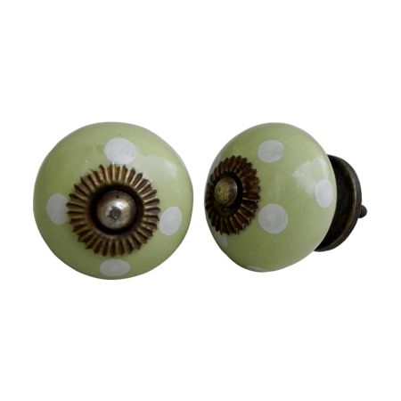 Light Green Dotted Ceramic Knob