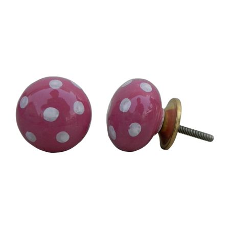 Handmade Dark Pink Dotted Cabinet Knob