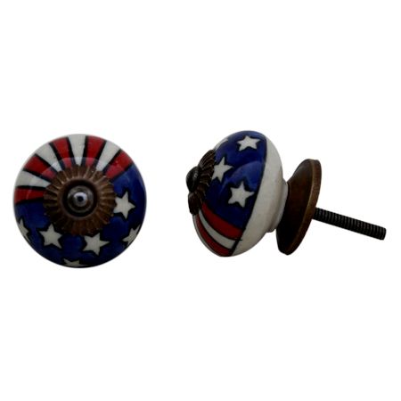 Us Flag Ceramic Knob